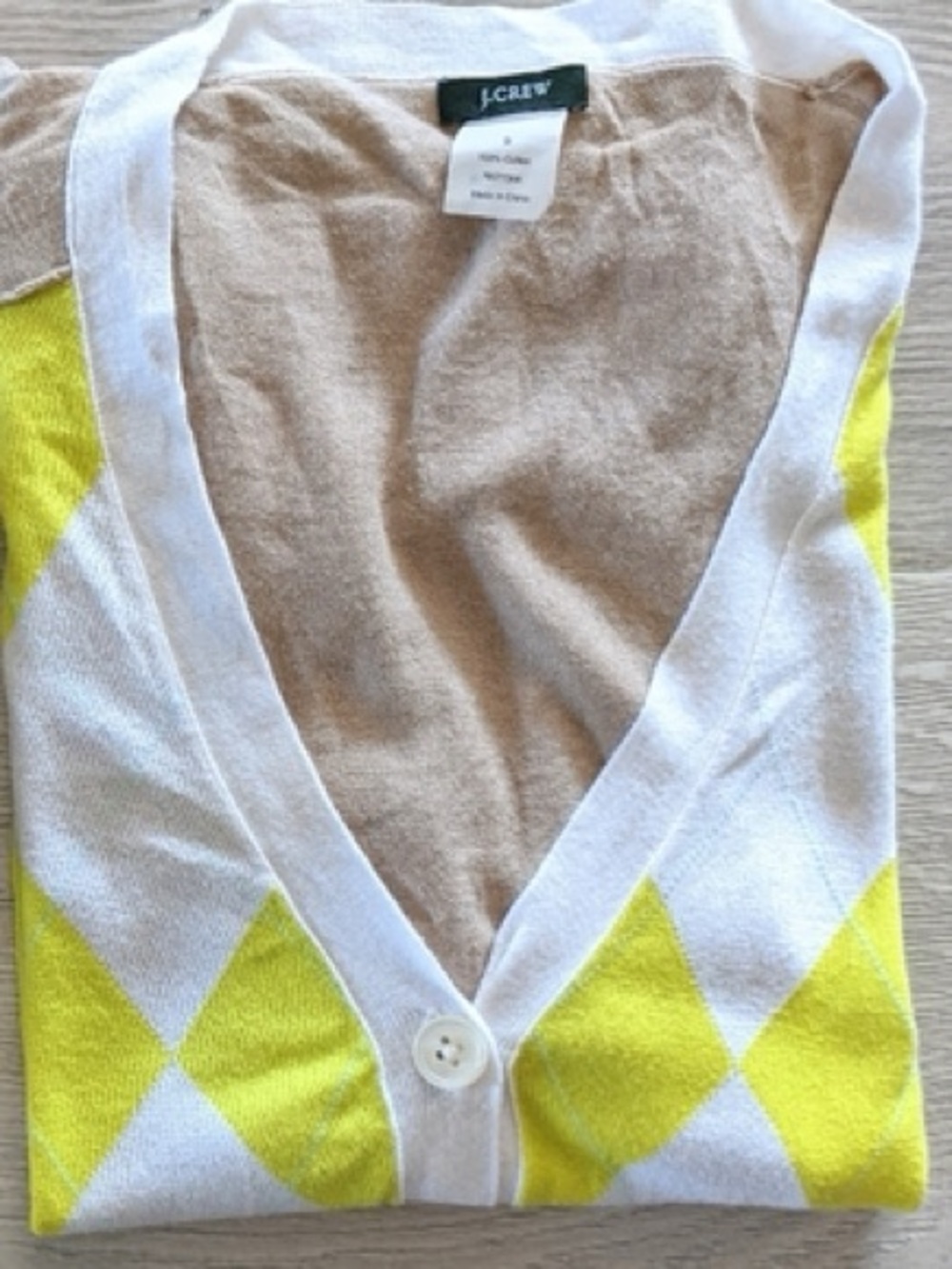 J Crew Argyle Cotton Cardigan